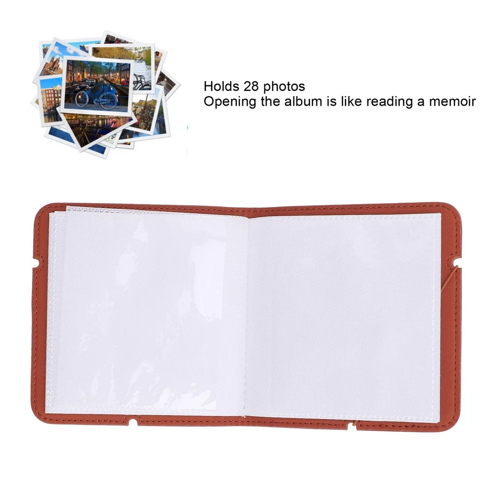 Libro álbum de fotos de 28 bolsillos para cuadrado W210 W300 W400 PVC cuero portátil Foto 4 de 4