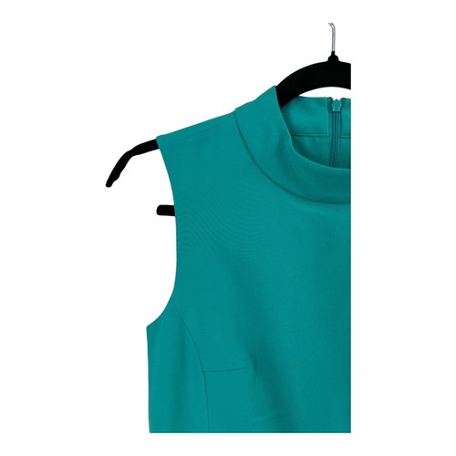 French Connection dress Echo mock neck midi sheath teal size 2 - Picture 2 of 5