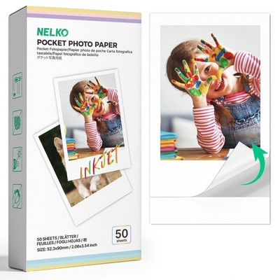 52.3x90mm Premium Sticky Back Photo Paper, 50-Pack Genuine PP01 & PP03 Pocket...