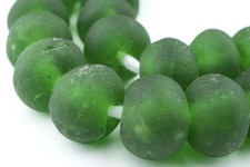 Jumbo Green Recycled Glass Beads 23mm Ghana African Sea Glass Round Large Hole
