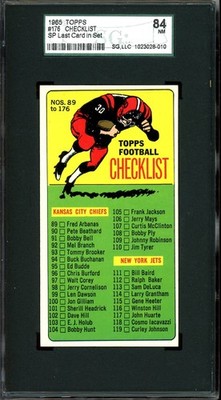 1965 Topps Football #176 Checklist SGC 7