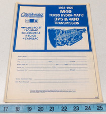 Gm 1964-1978 M40 Turbo Hydra-matic 375 400 Transmission Parts Manual Book