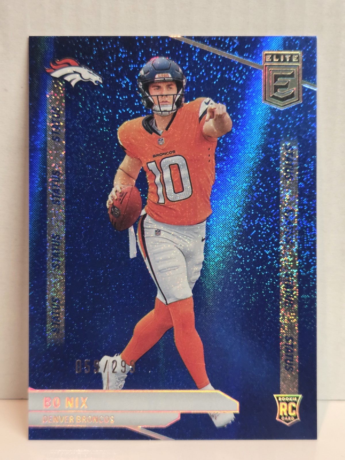 2024 Panini Donruss Elite - Rookies Bo Nix #175 Status Sparkle /299 (RC)