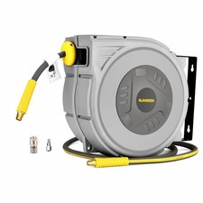 Enclosed Retractable Air Hose Reel, 3/8 in x 65 Ft Hybrid Hose Air Compressor...