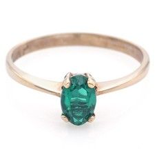 Vintage Dason 10K Yellow Gold Green Paste Oval Band Ring