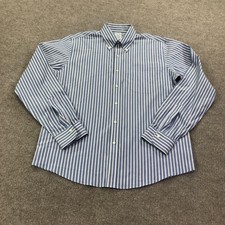Brooks Brothers Shirt Mens 15.5 36 Blue Stripe Non Iron Stretch Button Down