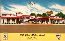 Old West Motor Hotel Las Vegas Nevada Linen Postcard AAA Approved