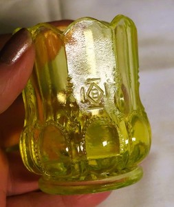 Uranium Glass Beaded Oval Toothpick Holder Boyd Art Glass