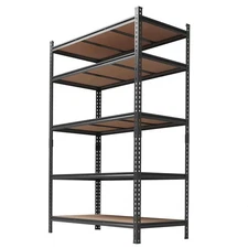 Storage Shelves 5 Tier Adjustable Garage Storage Shelving 48" x 24" x 72" Black