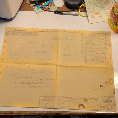 Vintage Goodyear Engineering Drawing   Akron OH   Employee Marked Shop Doc. 1962