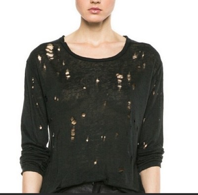 IRO Marvina women Tee (top ) size XS Color black 100% linen Pre-owned With Gift
