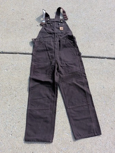 NOS Carhartt R06 DKB Sandstone Duck Mens 34x32 Double Knee Carpenter Overalls - product listing photo