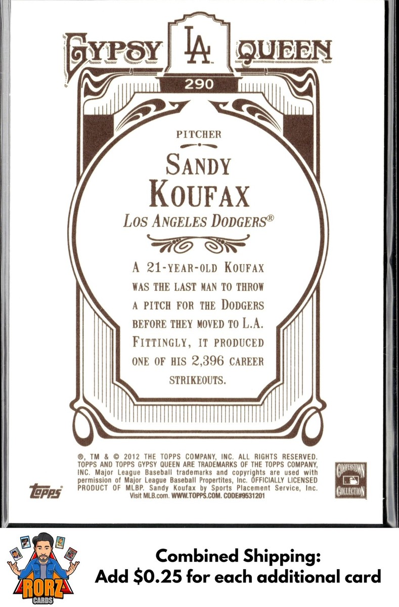 2012 Topps Gypsy Queen #290 Sandy Koufax Framed Gold Los Angeles