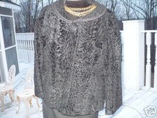 Fab Macy's Black Broadtail Fur Coat Jacket Bolero S-m