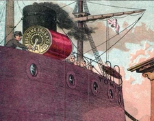 1880s Kakeda Belding Bros. Spool Silk Directions On Back Steamship #7L