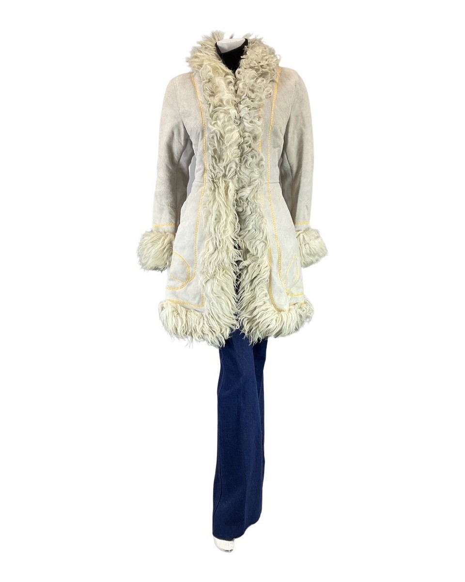 VINTAGE 60s 70s WHITE YELLOW BOHO PENNY LANE EMBROIDERED VINTAGE 60s 70s WHITE YELLOW BOHO PENNY LANE EMBROIDERED