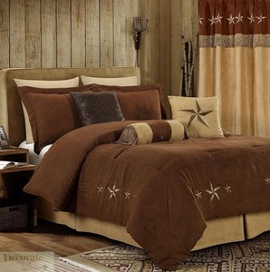 Cal King Comforter Curtain Set 11 Pc Rustic Chocolate Brown Tan