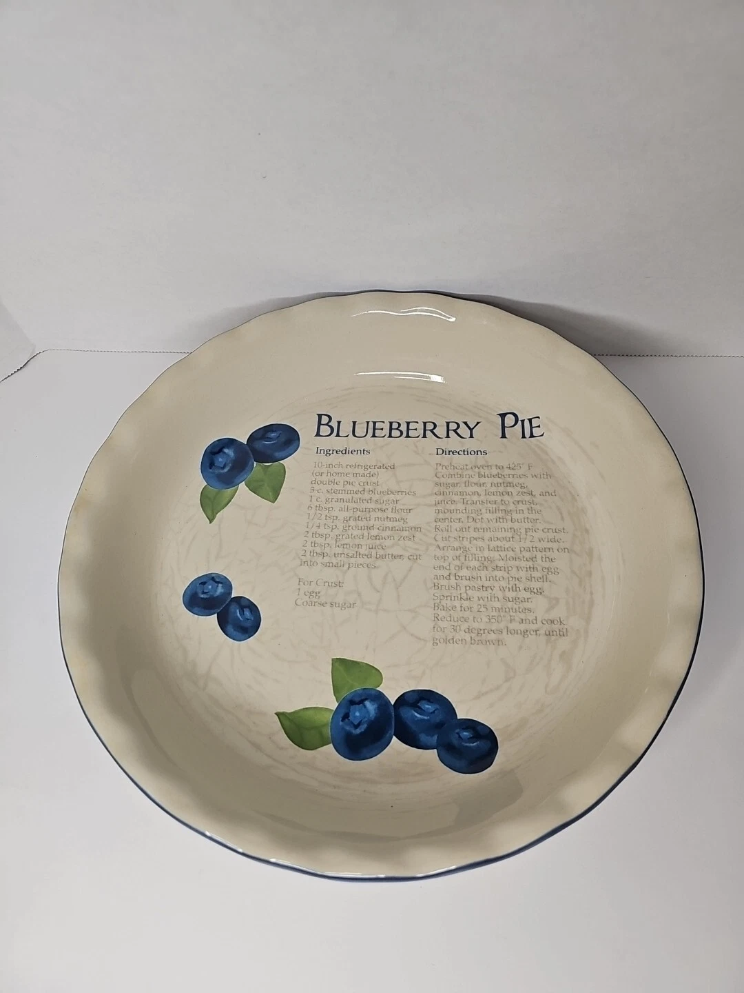 Gold Coast Blueberry Pie Recipe Dish Plate 10" x 10"
Opens in a new window or tab