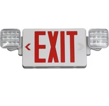 TANLUX Red Exit Sign with Emergency Lights, LED Lights With Battery Back Up NIB