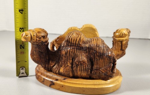CARVED OLIVE WOOD LETTER HOLDER DESK ORGANIZER CAMEL - Picture 11 of 12
