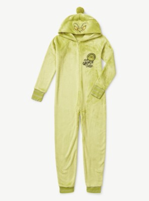 The Grinch One Piece Pajamas Union Suit Size 7-8 Girls Christmas Costume Kid