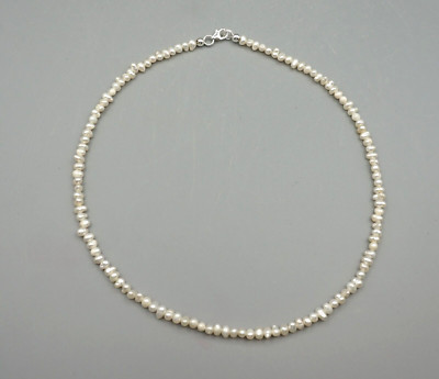 Kette Halskette SÜßWASSERPERLEN Nuggets flach 40 cm mit 925er Silber Karabiner