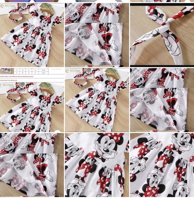 Vestido de verano con diadema para niñas - Algodón Minnie Mouse - 3T a 5T Foto 2 de 4