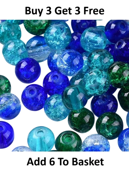 ❤ Mixed Glass Crackle Spacer Bead 4mm,6mm,8mm OCEAN Jewellery Making UK ❤