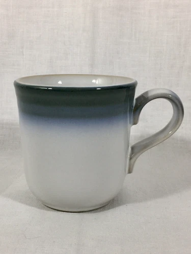 Vintage Coffee Mug by Noritake Stoneware Blue Gray Green Made In Japan 12 ounces