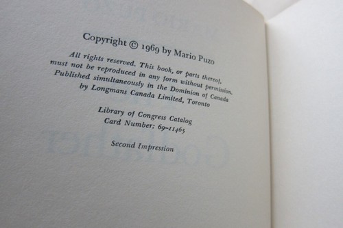 The Godfather by Mario Puzo 1969 First Edition, Second Impression Vintage - Picture 10 of 16