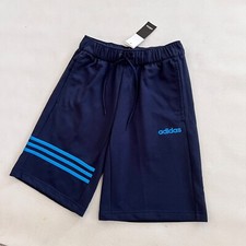 NWT Men's ADIDAS French Terry Cotton Navy 3-Stripe Pocket Sports Shorts Small