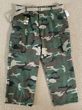 NWT Men's Eddie Domani Green Camouflage Camo Cargo Pocket Belted Pants BIG SIZES