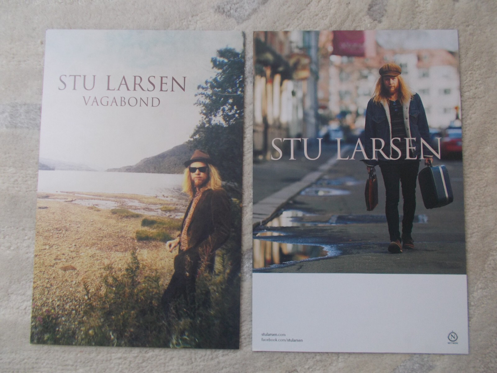 STU LARSEN original Pair of "VAGABOND" 11x17 TOUR POSTERS DS from 2014 in VGT