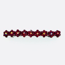 FLOWER BARRETTE use Swarovski Crystal Hair clip Hairpin Elegant RED 12-10