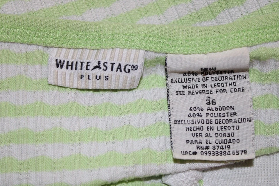 Blusa Top Henley Ciervo Blanco Talla Grande 16W Para Mujer Verde Guinga Manga 3/4 Foto 3 de 3