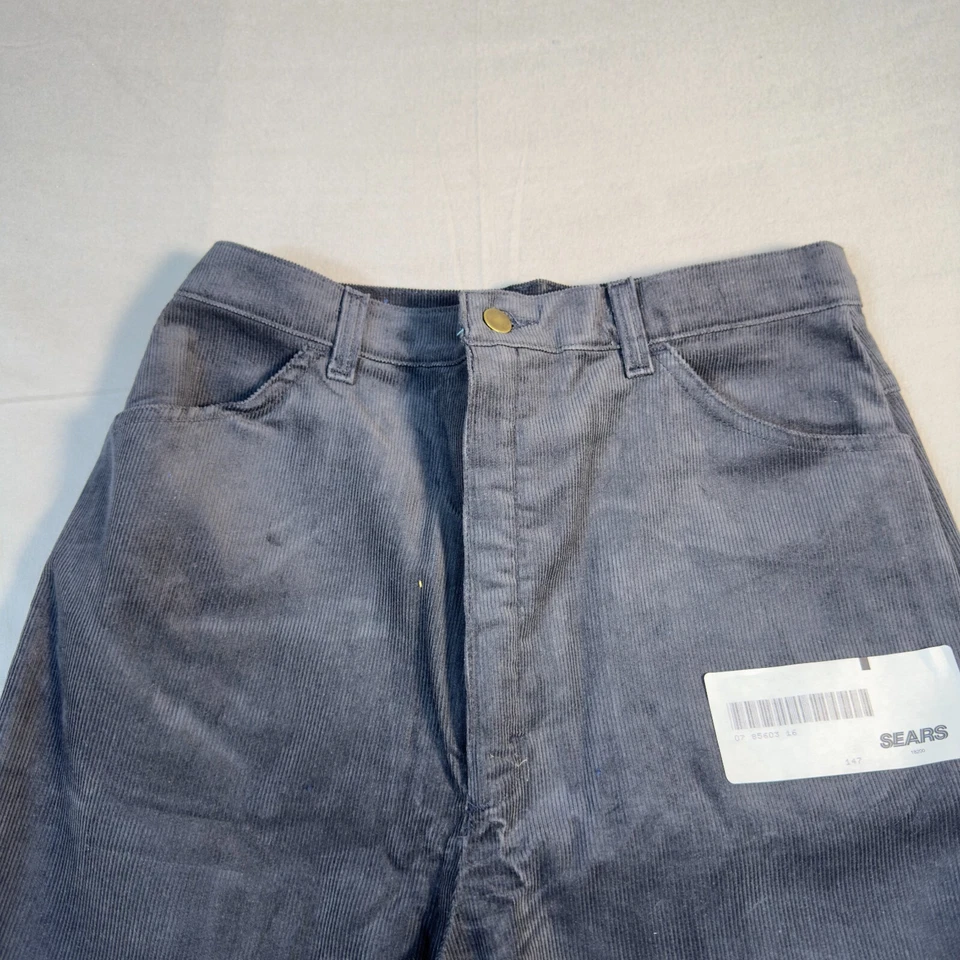 Pantalones de pana vintage Sears 16 altos para mujer gris EE. UU. cintura alta discoteca occidental Foto 4 de 4