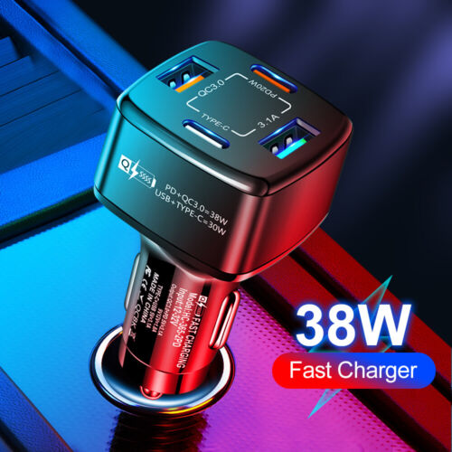 4-portowa ładowarka samochodowa do iPhone 13 Pro Max szybkie ładowanie PD 20W Typ C Adapter USB - Zdjęcie 1 z 18