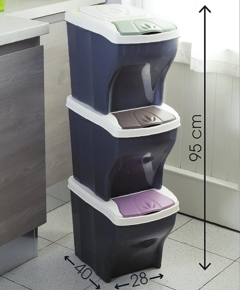 Bama Tris PATTUMIERA per RACCOLTA DIFFERENZIATA COMPONIBILE 3 SECCHI 60 Litri - Immagine 4 di 4