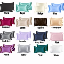 2 Satin Pillowcase with Zipper Silky Satin for Hair & Skin ALL COLORS ALL SIZES