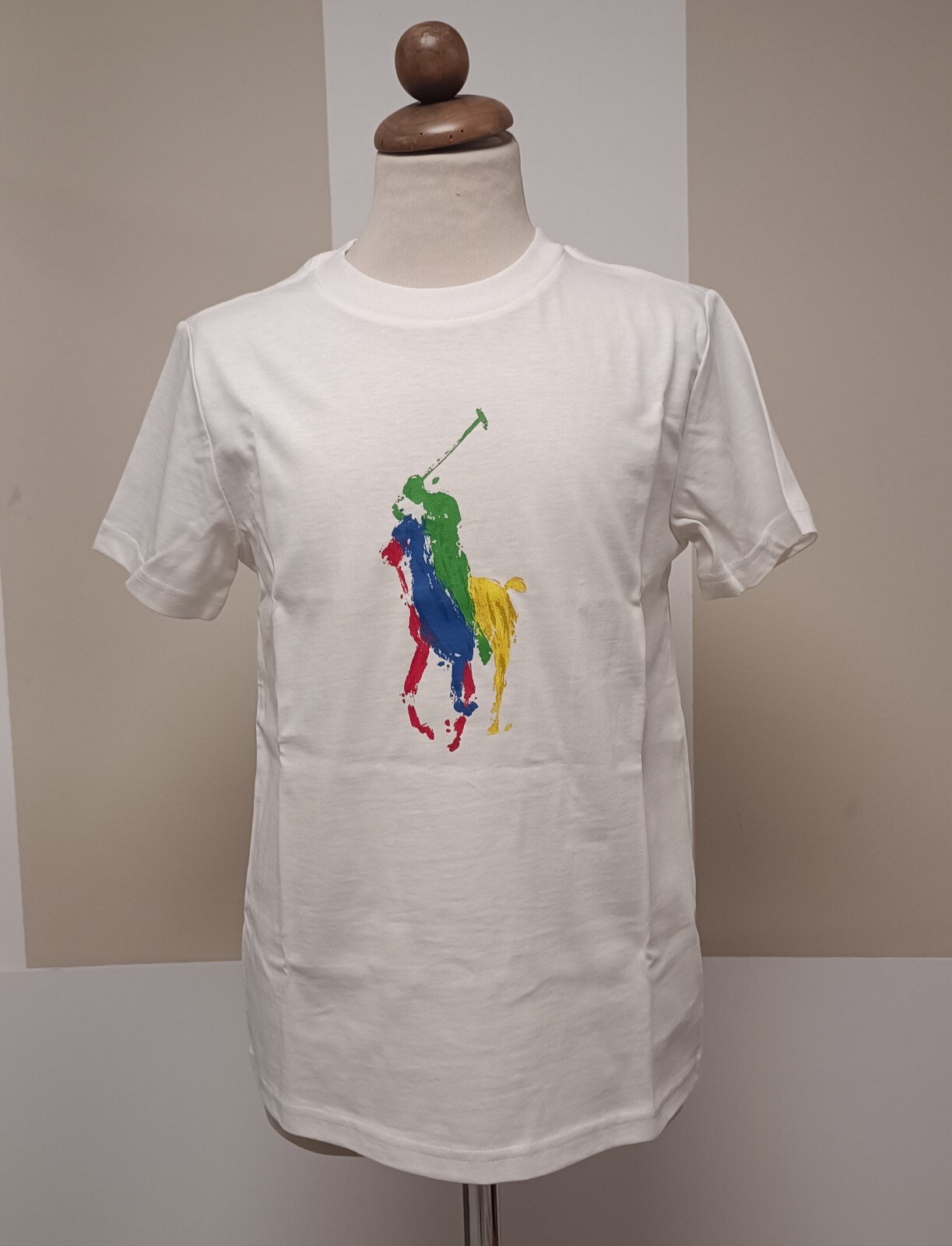 POLO RALPH LAUREN MAGLIETTA BIANCA CON BIG PONY COLORATO DA BAMBINO