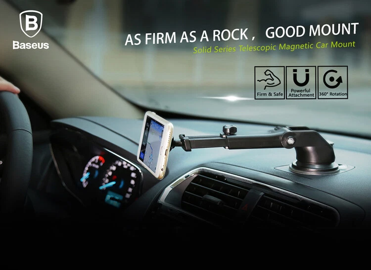 Suporte magnético para telefone de carro Baseus ventosa telescópica montagem no painel de carro celular - Imagem 3 de 4