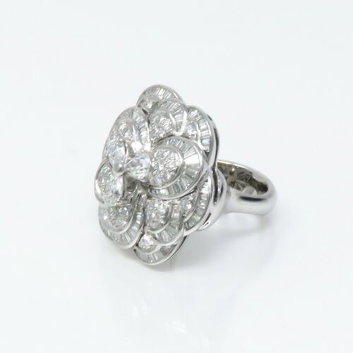 NYJEWEL Large 18k White Gold 6ct Diamond Floral Ring - Picture 3 of 7