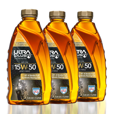 Ultra1Plus  SAE 15W-50 Full Synthetic 4T Engine Oil, API SN, JASO MA2 | 3 Pack L