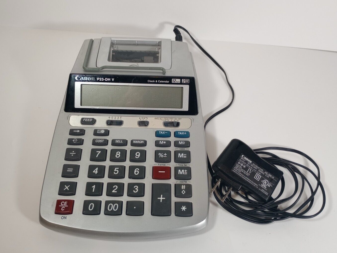 Canon P23DH V Calculator 2 Color Printing w/ Clock & Calendar Silver w