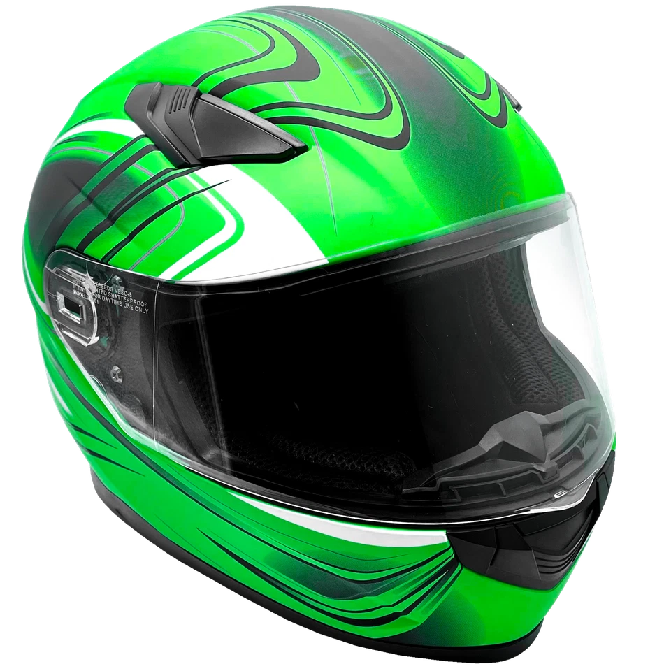Casco de moto de nieve para adultos verde cara completa doble panel protector o punto térmico  Foto 4 de 4