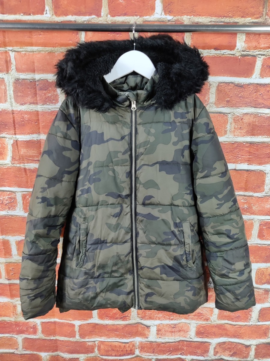 GIRLS COAT AGE 11-12 YEARS PRIMARK KHAKI CAMO PADDED PUFFER JACKET