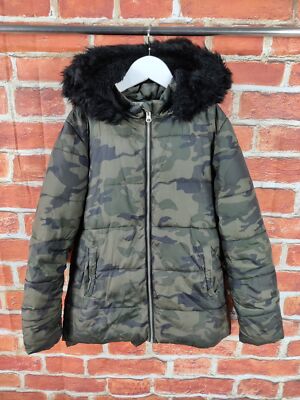 GIRLS COAT AGE 11-12 YEARS PRIMARK KHAKI CAMO PADDED PUFFER JACKET