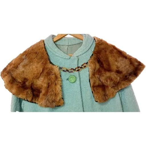 Cuello chal envolvente cuello estola piel visón auténtico vintage + cadena de tortuga de plástico Foto 2 de 4