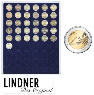 LINDNER 2154M Münzbox Münzboxen BLAU Grau 26mm für 2  Euro 1/2 Oz Maple Leaf