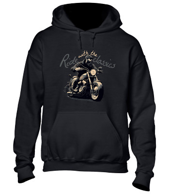RIDE WITH THE CLASSICS HOODY HOODIE MOTORRAD BIKER DESIGN MOTORRAD COOL TOP